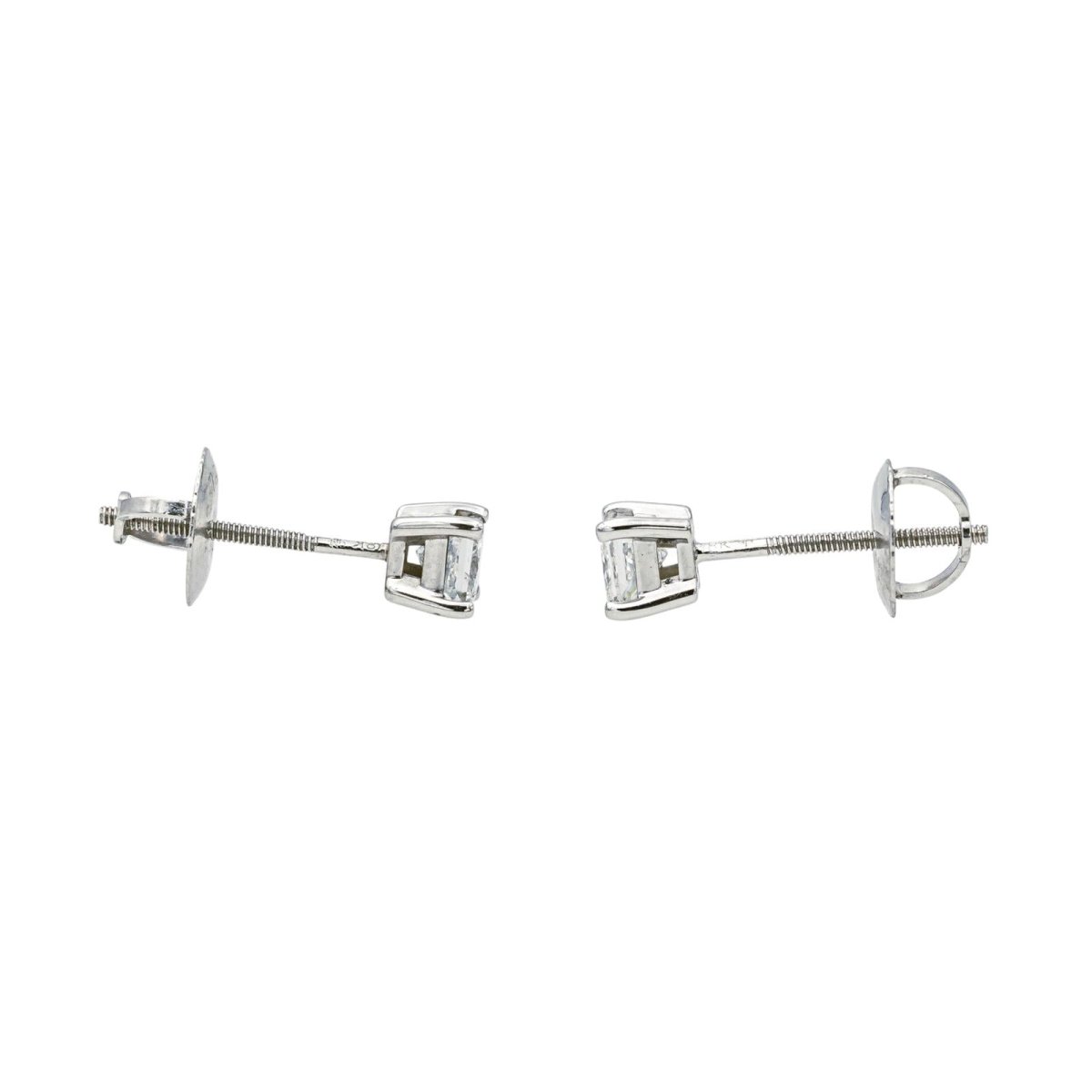 Boucles d'oreilles Puces en or blanc et diamants - Castafiore