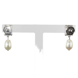 Boucles d'oreilles Puces en or blanc et perle - Castafiore