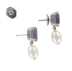 Boucles d'oreilles Puces en or blanc et perle - Castafiore