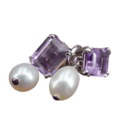 Boucles d'oreilles Puces en or blanc et perle - Castafiore