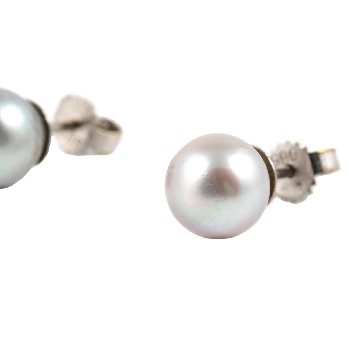 Boucles d'oreilles Puces en or blanc et perles - Castafiore