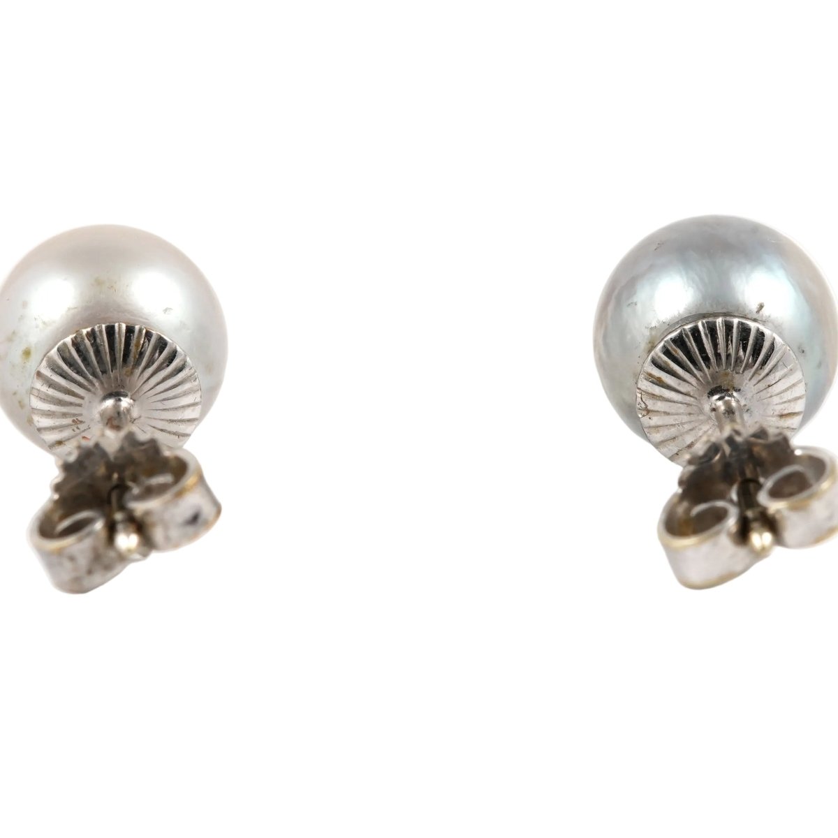 Boucles d'oreilles Puces en or blanc et perles - Castafiore