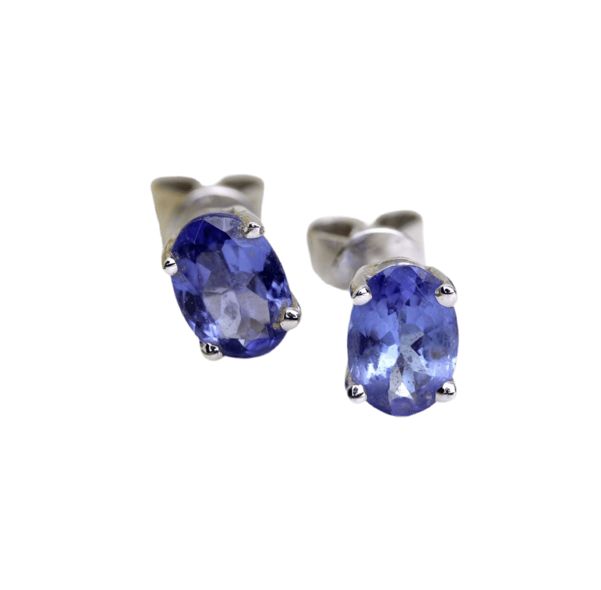 Boucles d'oreilles Puces en or blanc et tanzanites - Castafiore