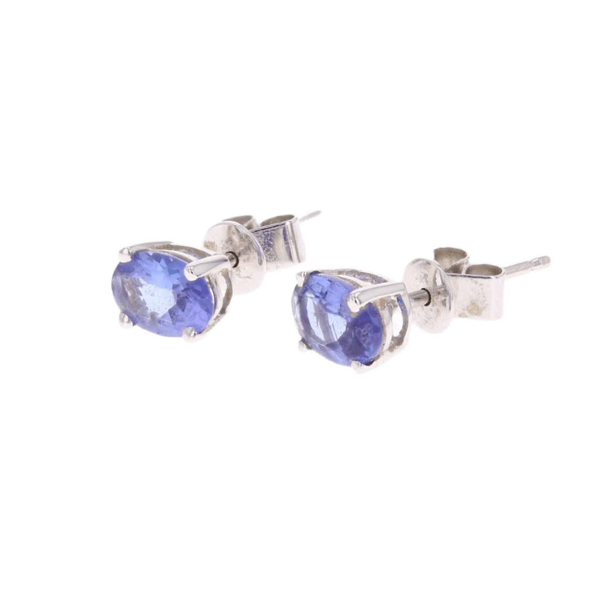 Boucles d'oreilles Puces en or blanc et tanzanites - Castafiore