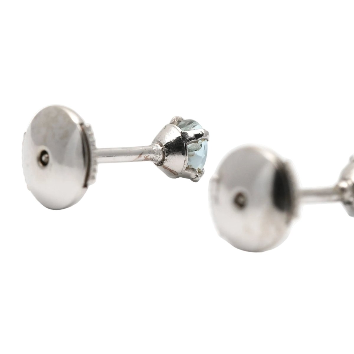 Boucles d'oreilles Puces en or blanc et topazes - Castafiore