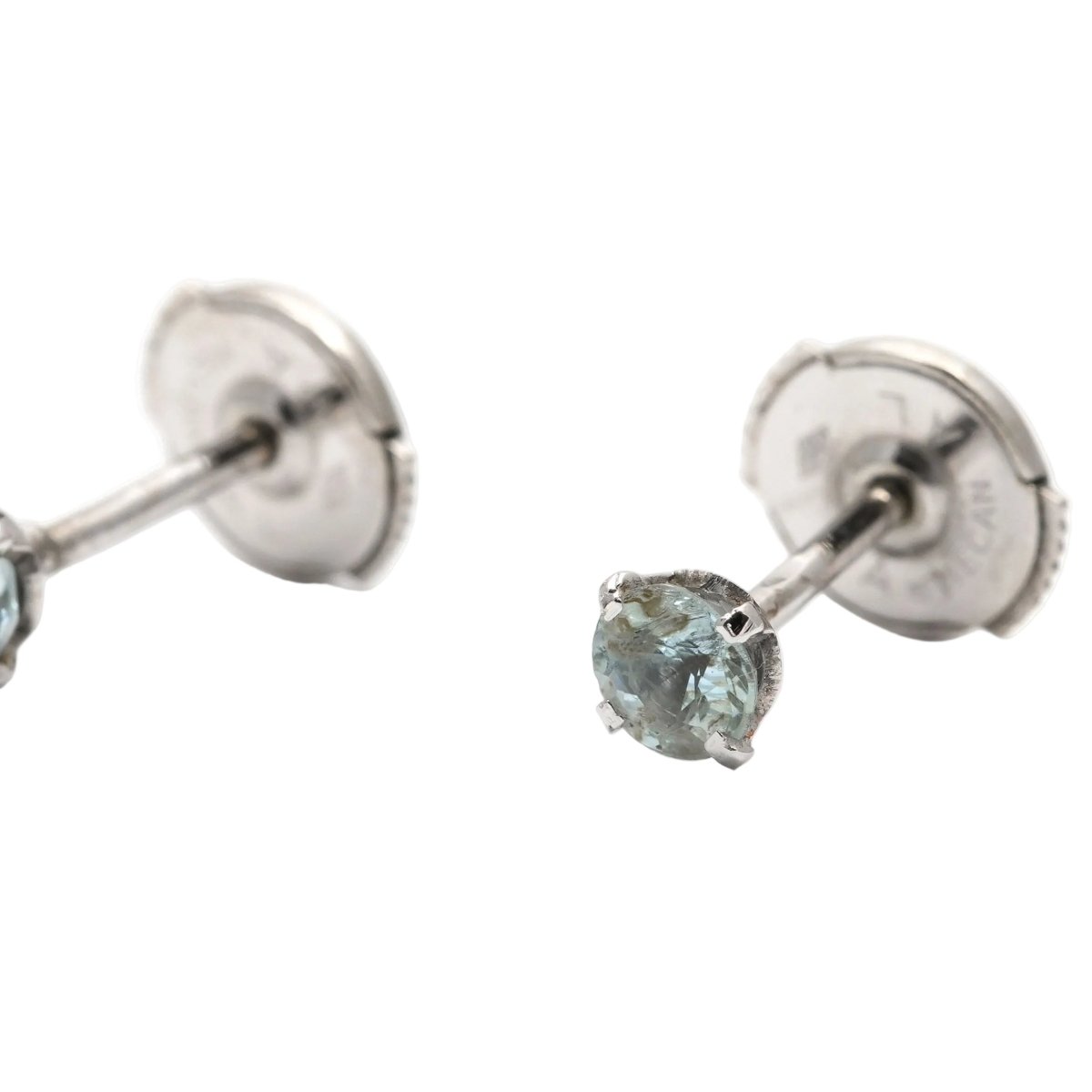 Boucles d'oreilles Puces en or blanc et topazes - Castafiore
