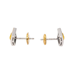 Boucles d'oreilles Puces en or blanc, or jaune et diamants - Castafiore