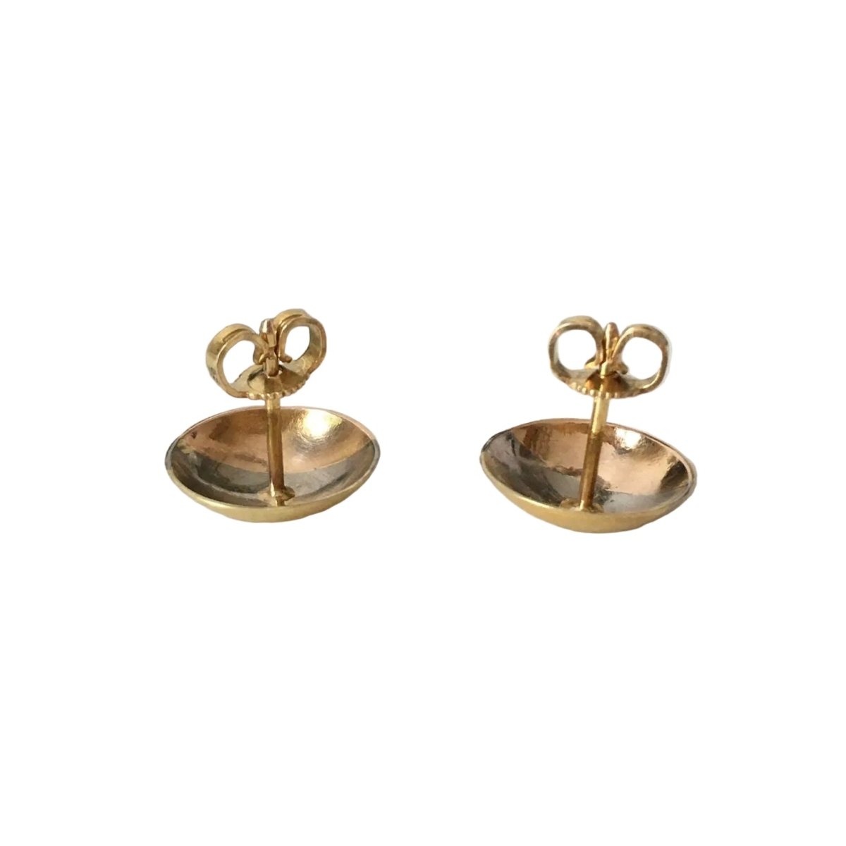 Boucles d'oreilles Puces en or blanc, or jaune et or rose - Castafiore