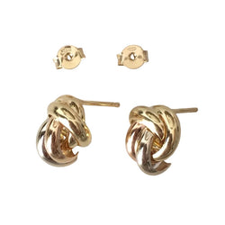 Boucles d'oreilles Puces en or blanc, or jaune et or rose - Castafiore