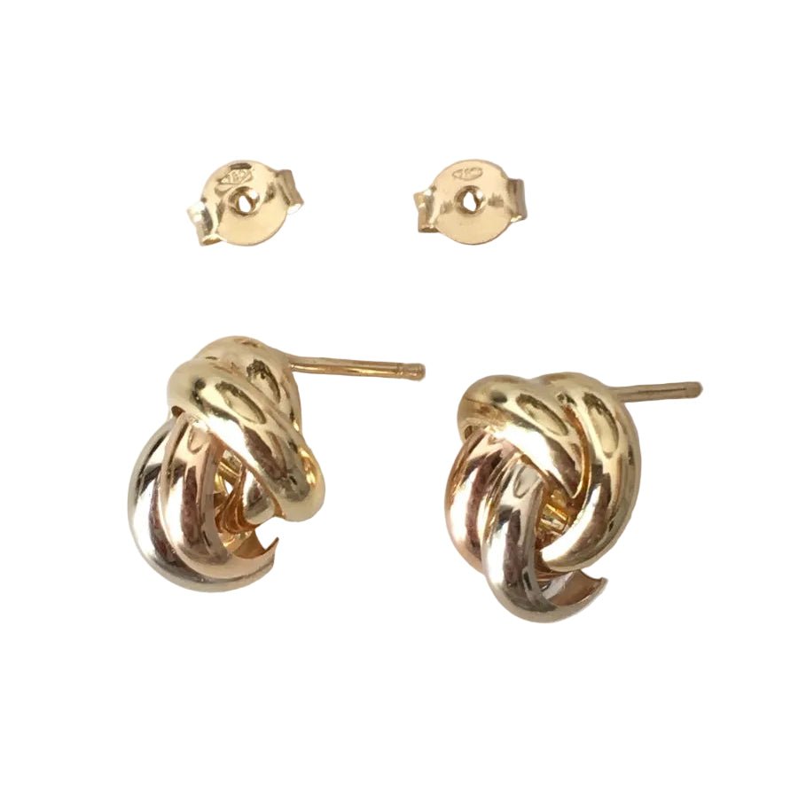 Boucles d'oreilles Puces en or blanc, or jaune et or rose - Castafiore