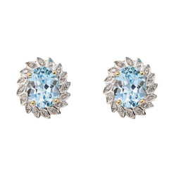 Boucles d'oreilles Puces en or blanc, or jaune, topazes et diamants - Castafiore