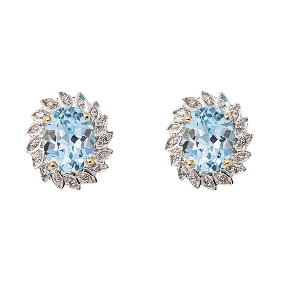 Boucles d'oreilles Puces en or blanc, or jaune, topazes et diamants - Castafiore