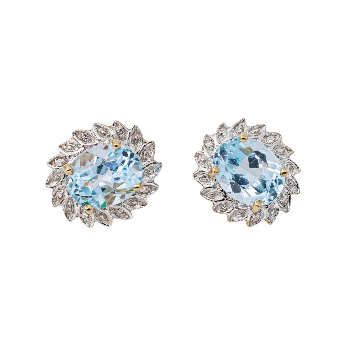 Boucles d'oreilles Puces en or blanc, or jaune, topazes et diamants - Castafiore