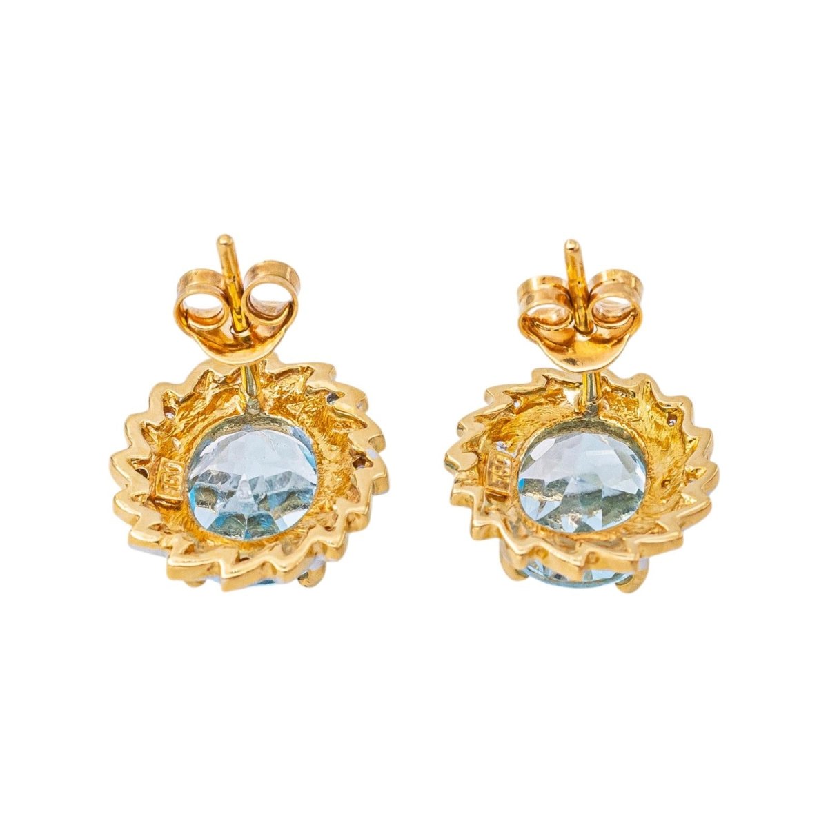 Boucles d'oreilles Puces en or blanc, or jaune, topazes et diamants - Castafiore