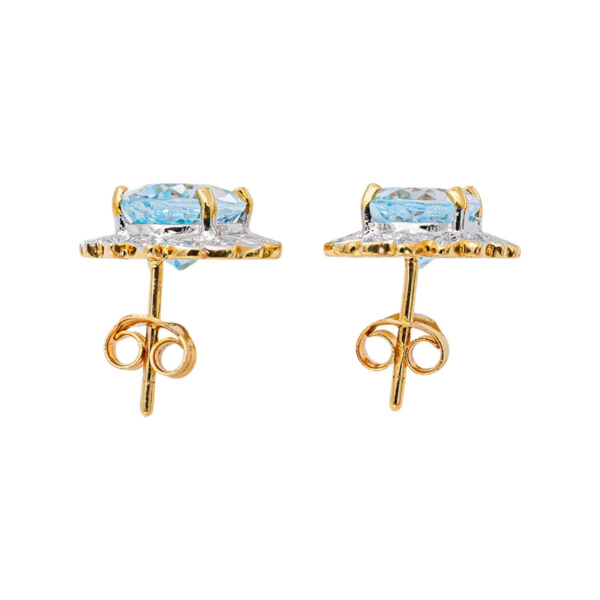 Boucles d'oreilles Puces en or blanc, or jaune, topazes et diamants - Castafiore