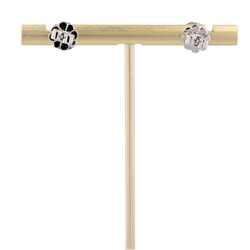 Boucles d'oreilles Puces en or blanc, perles, émeraudes et diamants - Castafiore