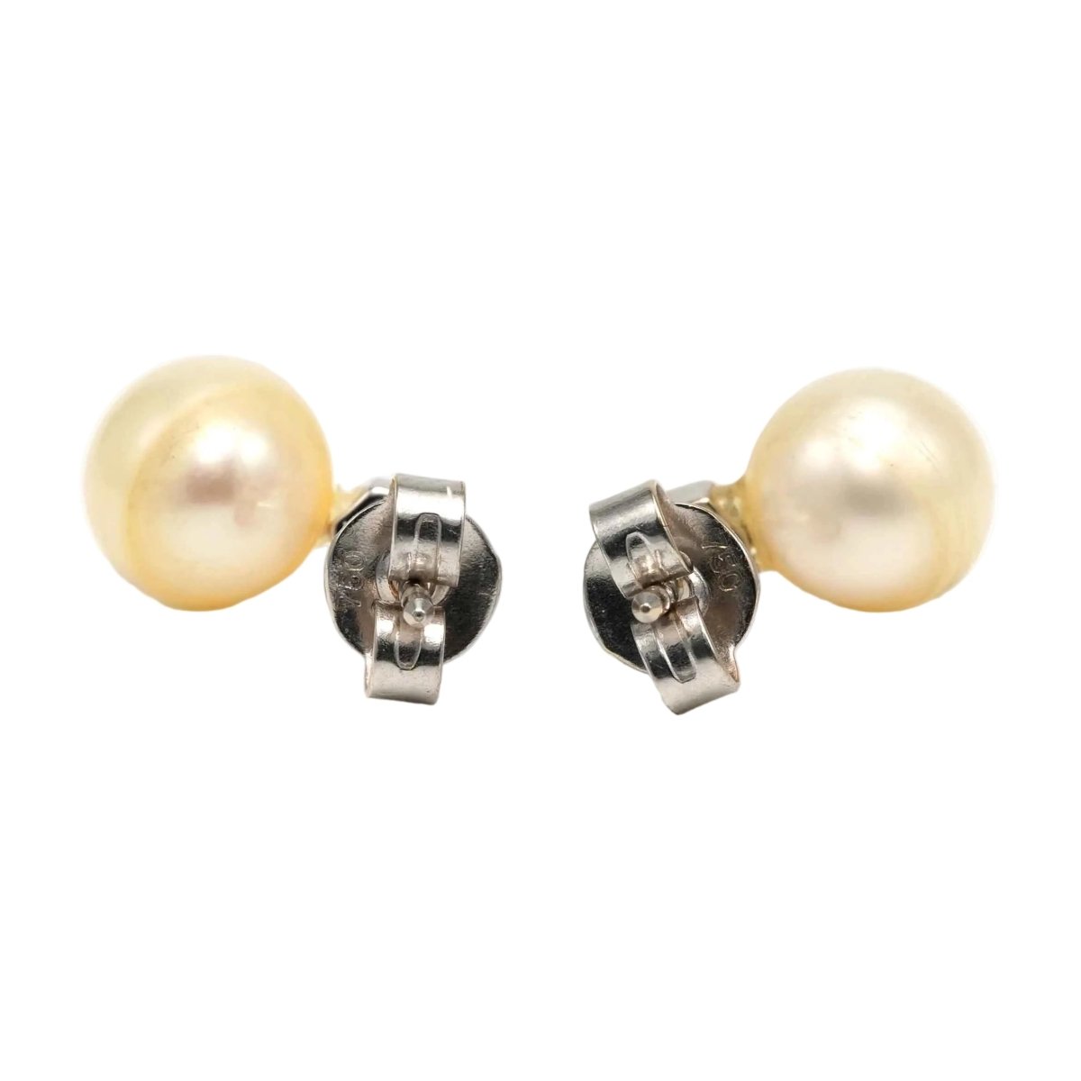 Boucles d'oreilles Puces en or blanc, perles et diamants - Castafiore