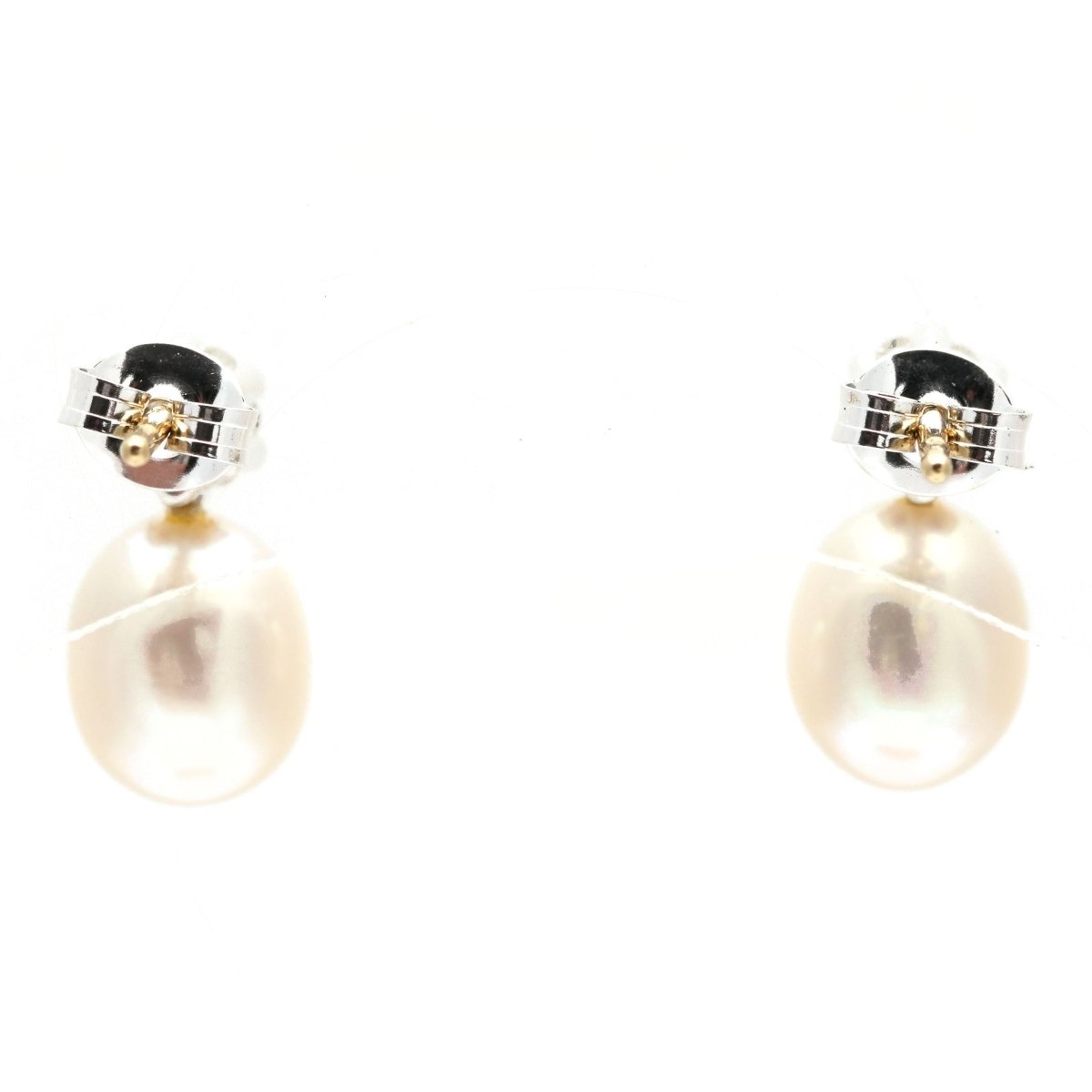 Boucles d'oreilles Puces en or blanc, perles et diamants - Castafiore