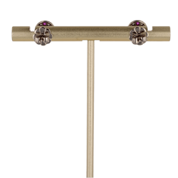 Boucles d'oreilles Puces en or blanc, perles, rubis et diamants - Castafiore