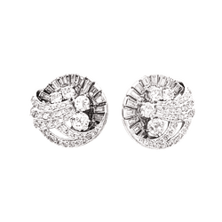 Boucles d'oreilles Puces en or blanc, platine et diamants - Castafiore