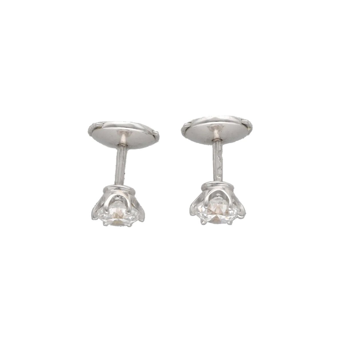 Boucles d'oreilles Puces en or blanc, platine et diamants - Castafiore
