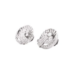 Boucles d'oreilles Puces en or blanc, platine et diamants - Castafiore