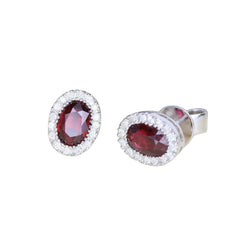 Boucles d'oreilles Puces en or blanc, rubis et diamants - Castafiore