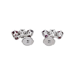 Boucles d'oreilles Puces en or blanc, rubis et diamants - Castafiore