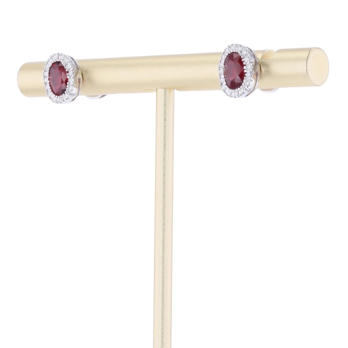 Boucles d'oreilles Puces en or blanc, rubis et diamants - Castafiore