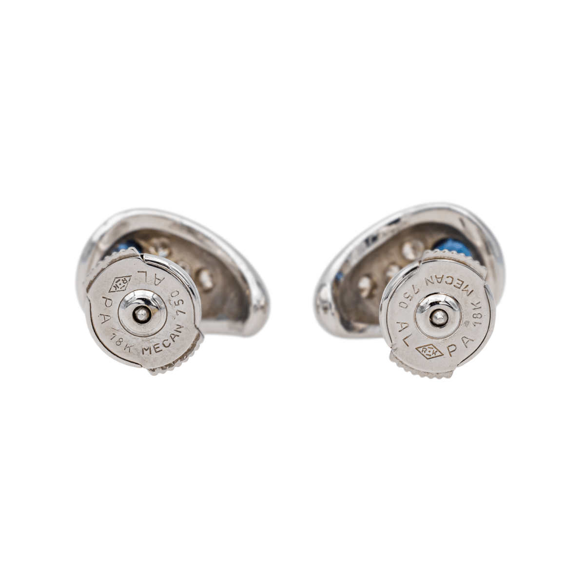 Boucles d'oreilles Puces en or blanc, shapirs et diamants - Castafiore