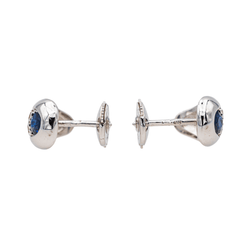Boucles d'oreilles Puces en or blanc, shapirs et diamants - Castafiore