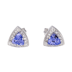 Boucles d'oreilles Puces en or blanc, tanzanites et diamants - Castafiore