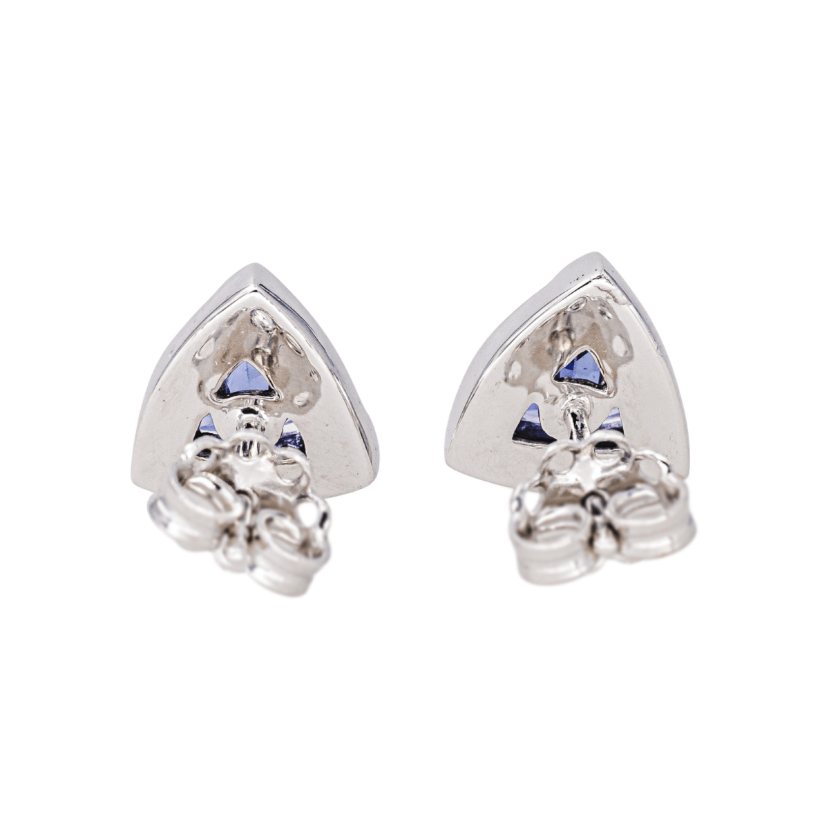 Boucles d'oreilles Puces en or blanc, tanzanites et diamants - Castafiore