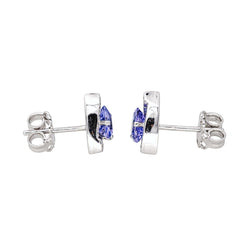 Boucles d'oreilles Puces en or blanc, tanzanites et diamants - Castafiore