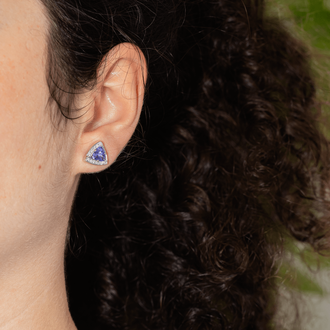 Boucles d'oreilles Puces en or blanc, tanzanites et diamants - Castafiore