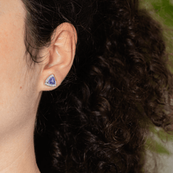 Boucles d'oreilles Puces en or blanc, tanzanites et diamants - Castafiore