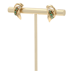 Boucles d'oreilles Puces en or jaune, émeraudes et diamant - Castafiore