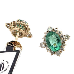 Boucles d'oreilles Puces en or jaune, émeraudes et diamants - Castafiore