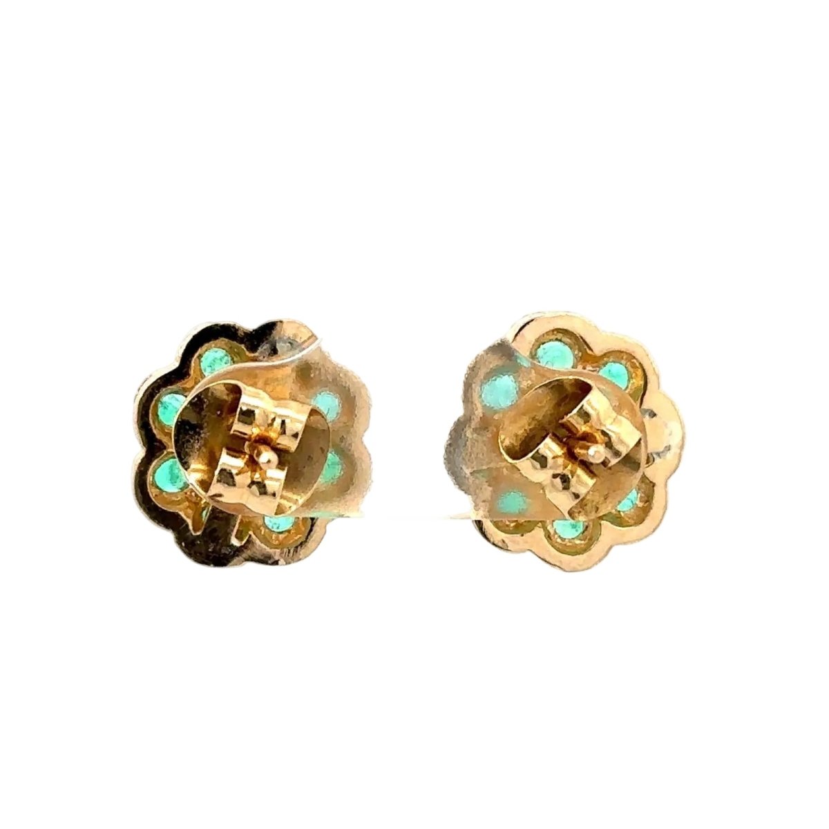 Boucles d'oreilles Puces en or jaune, émeraudes et diamants - Castafiore