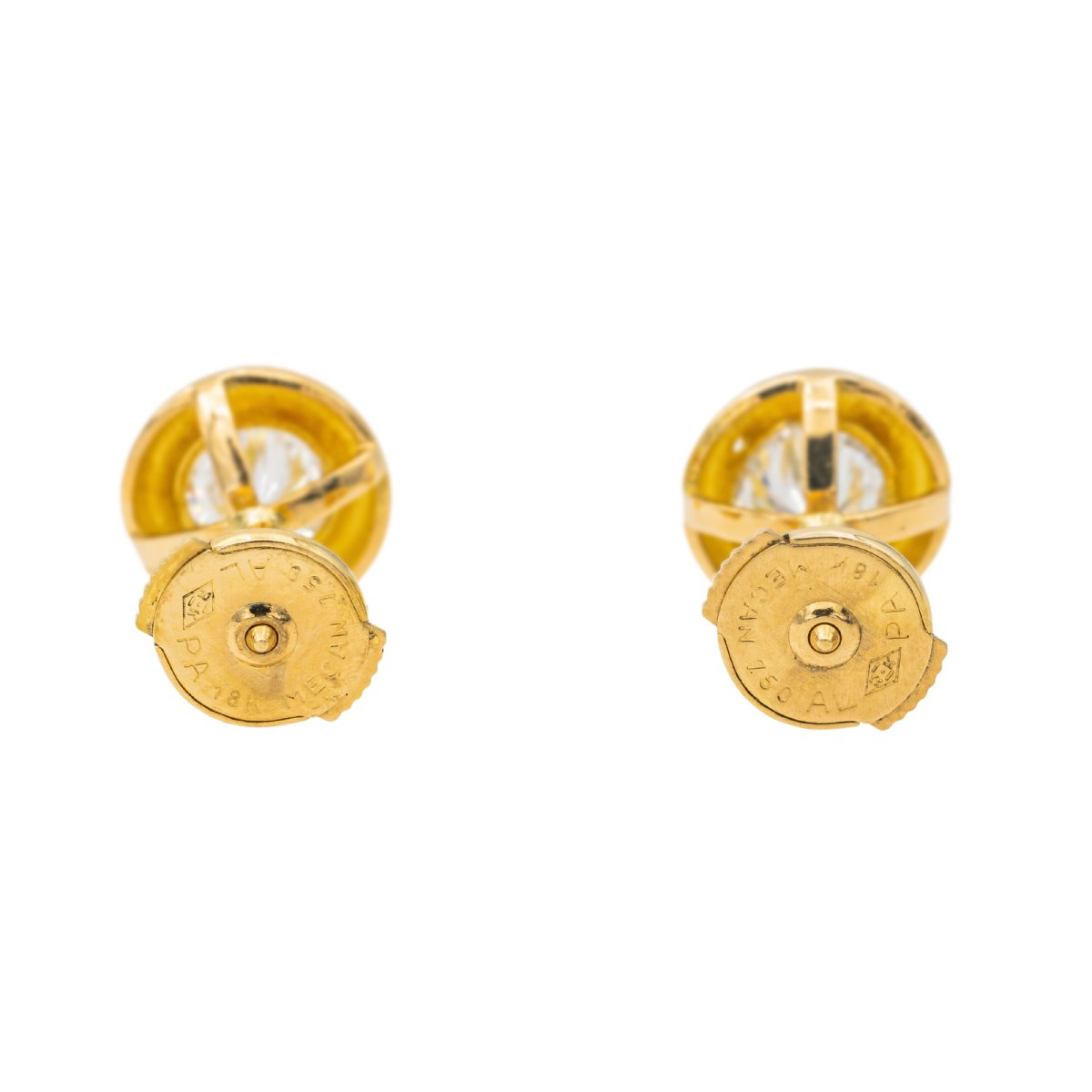 Boucles d'oreilles puces en or jaune et diamant - Castafiore