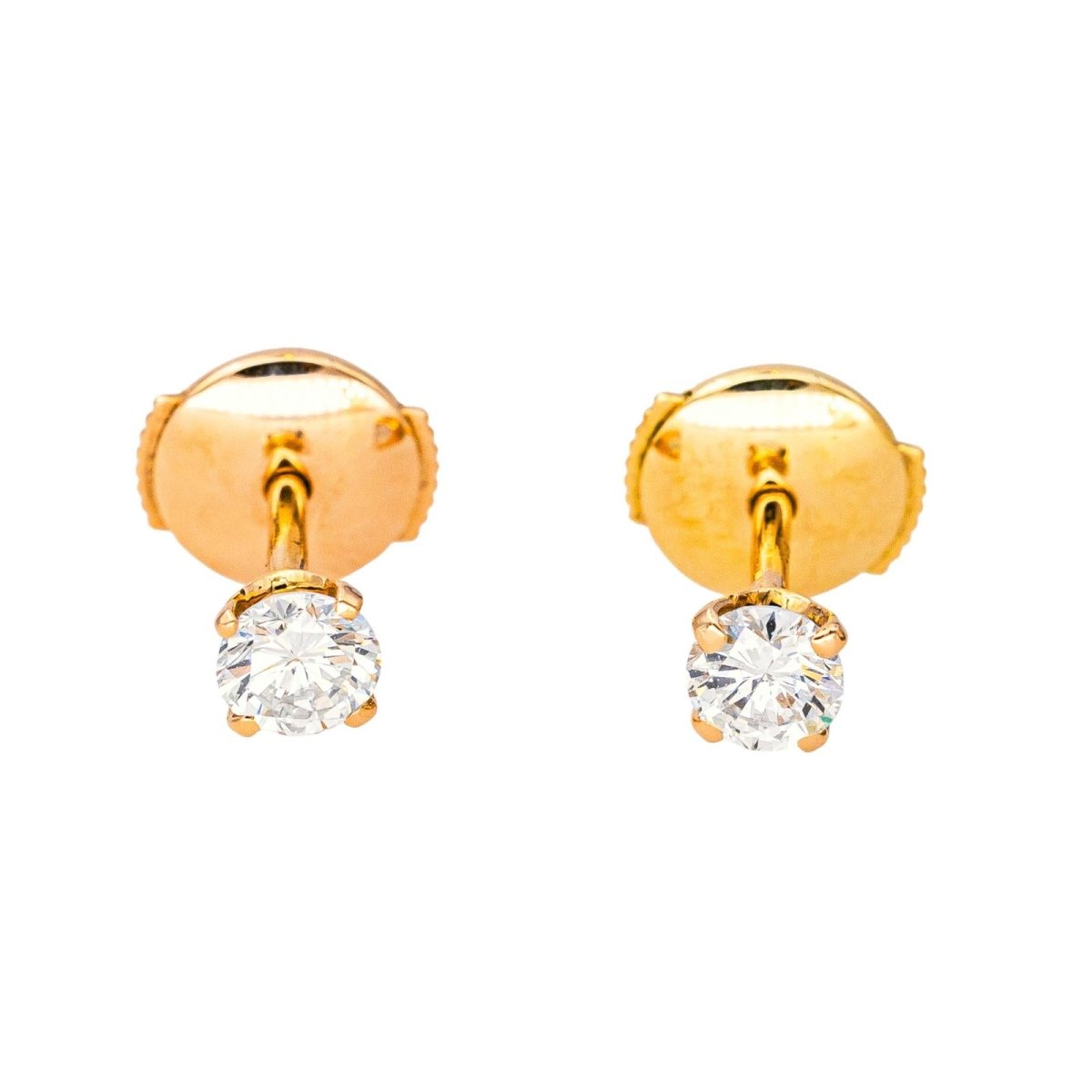 Boucles d'oreilles Puces en or jaune et diamants - Castafiore