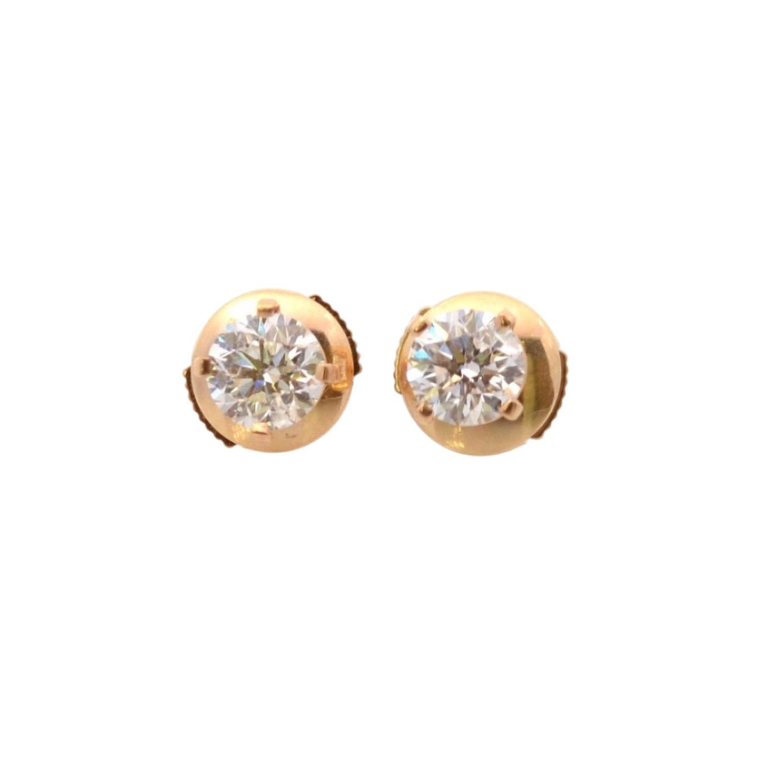 Boucles d'oreilles Puces en or jaune et diamants - Castafiore