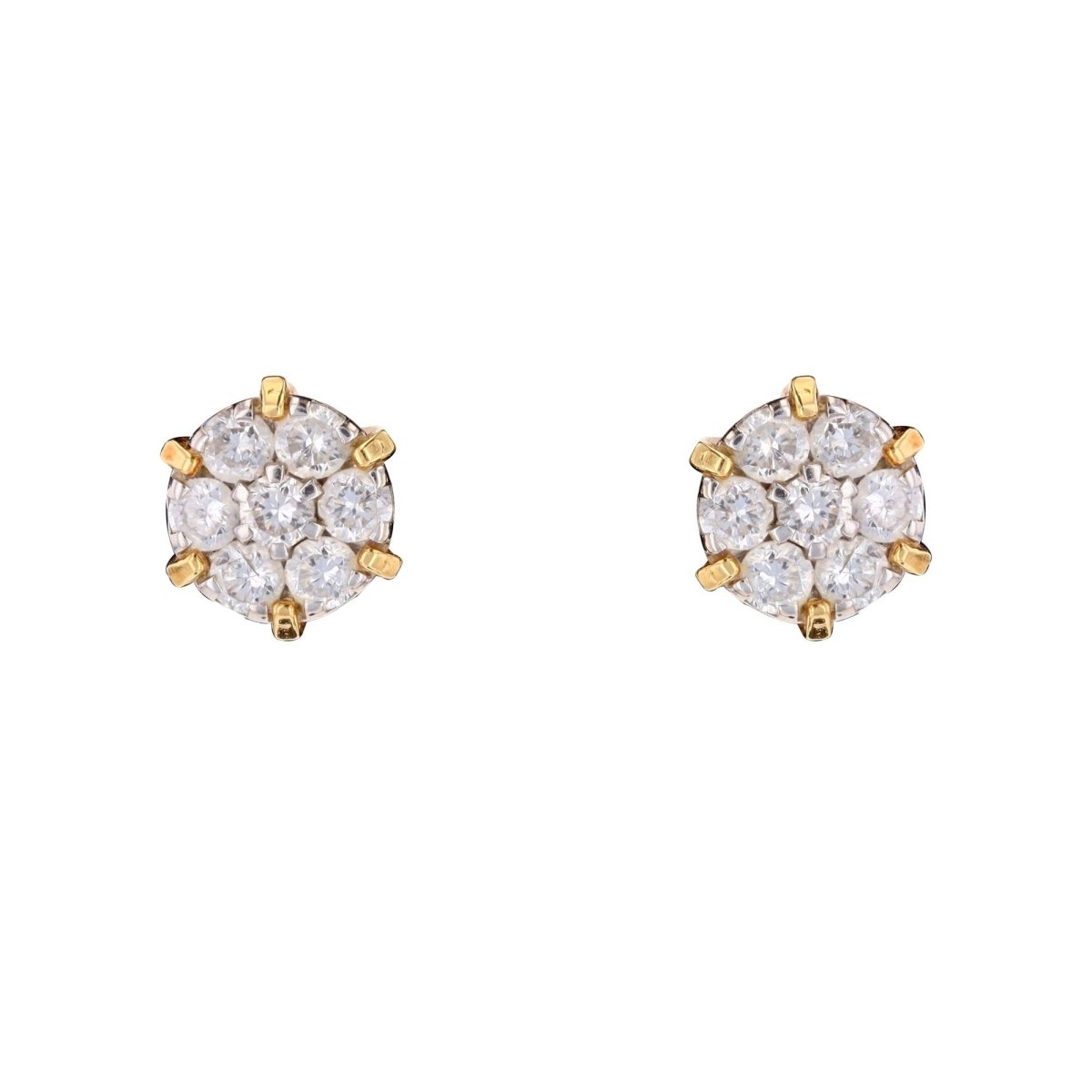 Ear chips yellow gold flower diamonds