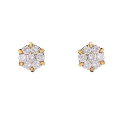 Ear chips yellow gold flower diamonds