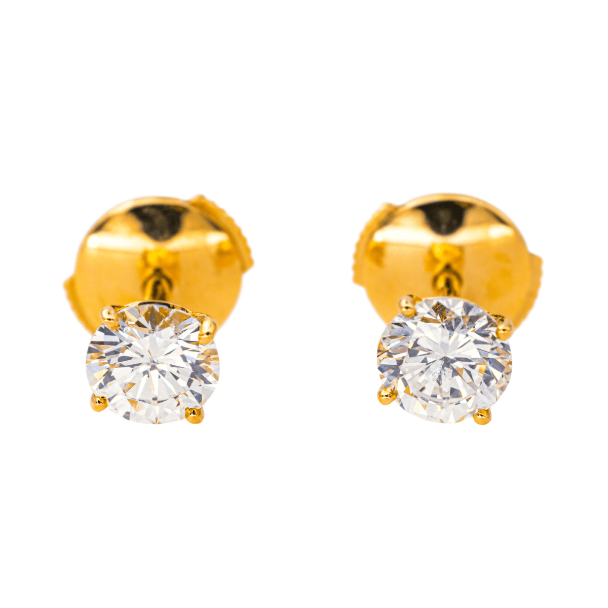 Boucles d'oreilles Puces en or jaune et diamants - Castafiore