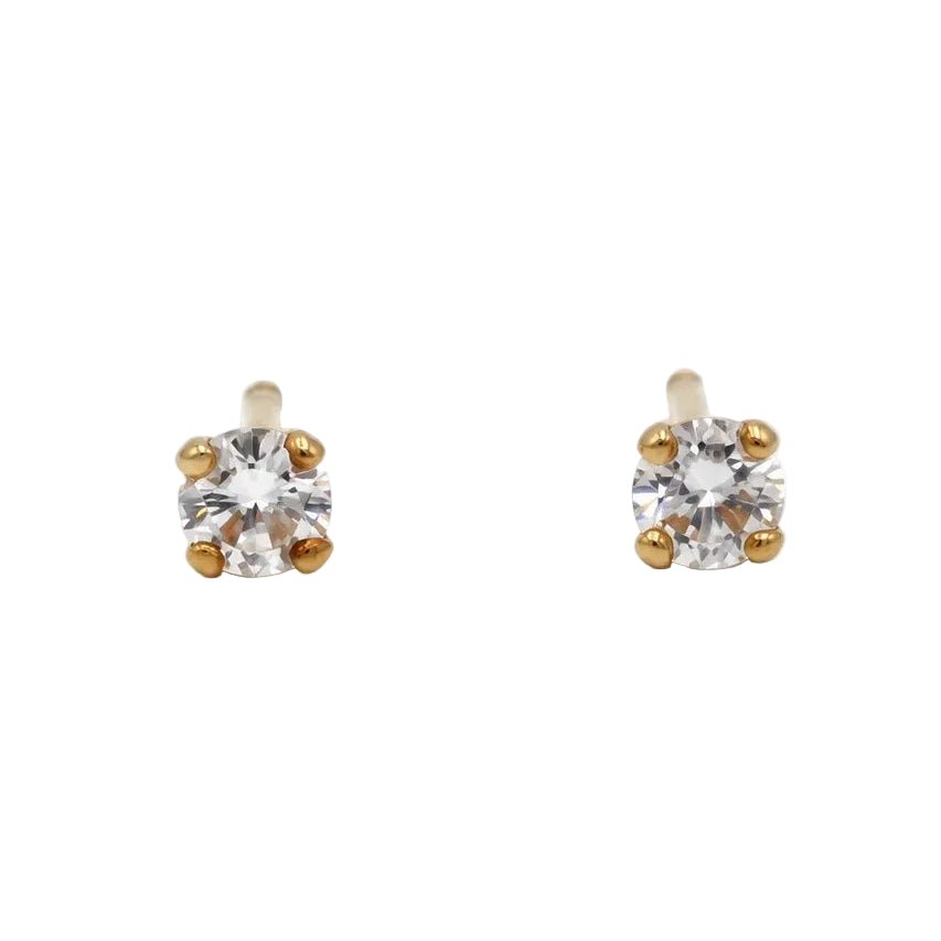 Boucles d'oreilles Puces en or jaune et diamants - Castafiore