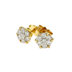 Ear chips yellow gold flower diamonds