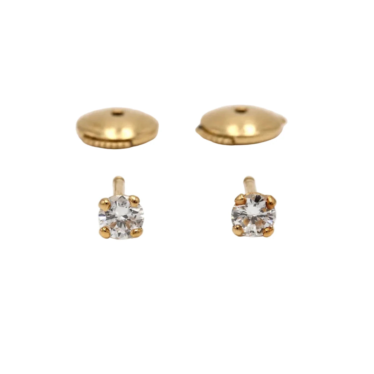 Boucles d'oreilles Puces en or jaune et diamants - Castafiore