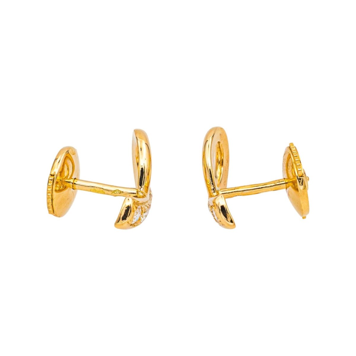 Boucles d'oreilles Puces en or jaune et diamants - Castafiore