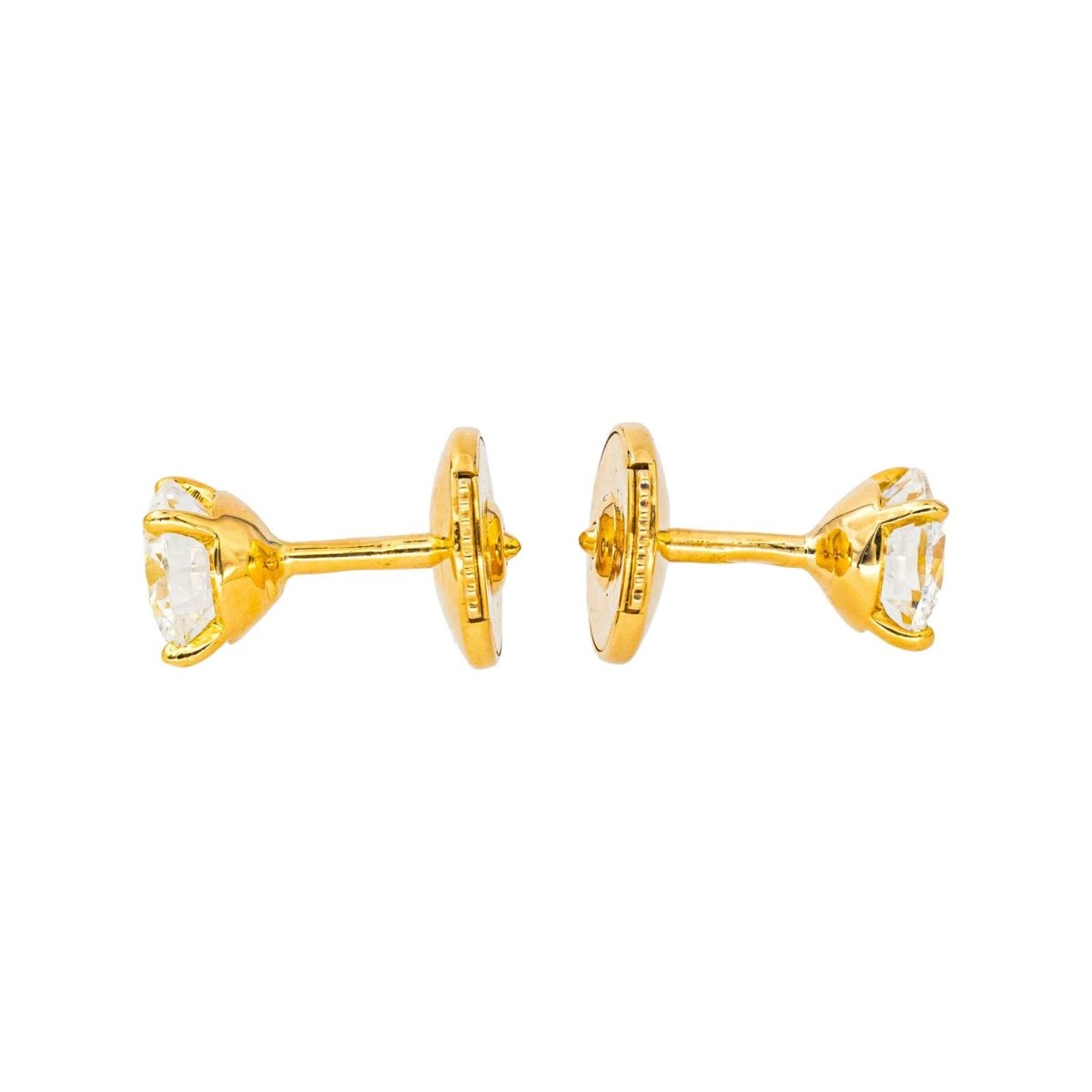 Boucles d'oreilles Puces en or jaune et diamants - Castafiore